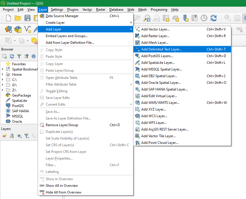 How to add a .csv with coordinate data in QGIS